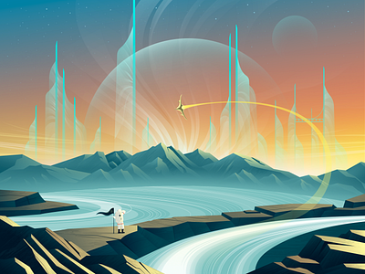 Life On Another Planet concept art design enviroment illustration illustrator planet space vector