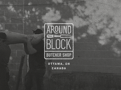 Around the Block Logo brand branding butcher canada illustration logo logo design meat ottawa shop texture