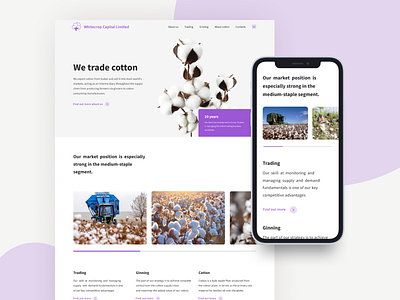 Whitecrop - main page adaptive design agency cotton design merchant typography ui ux website