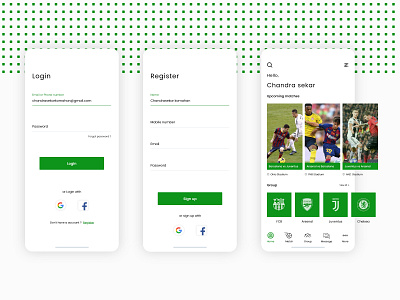 Football app 2020 trend app ball clean curved dashboard design flat home screen homepage login form login page minimalist mobile design registration registration form simplicity ui ux white