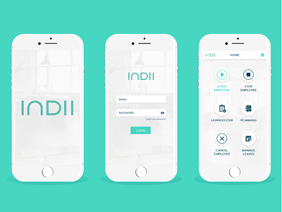 INDII app curved design flat minimalist ui ux