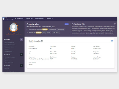 Faculty Information System dashboard design design flat portal ui ux