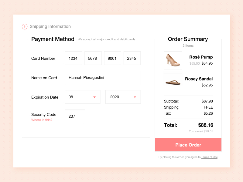 checkout-form-by-hannah-pieragostini-on-dribbble