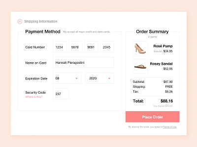 Checkout Form checkout dailyui form payment pink shoes ui