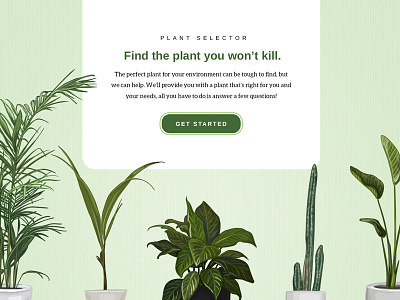 Plant Selector 003 button dailyui green landing page plants screen ui