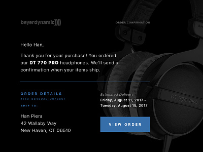 Purchase Receipt black blue confirmation dailyui details headphones order receipt