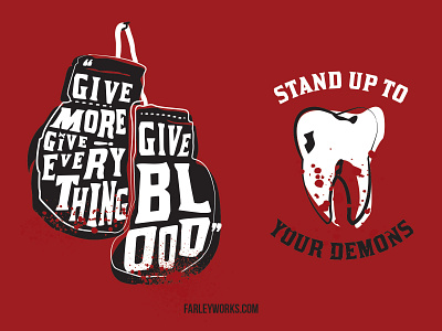Give Blood apparel available blood boxing boxing glove boxing gloves branding buyme custom design forsale giveblood hardcore illustration tooth typography
