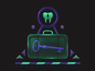 Address to the toothache 🦷 bag colorful design digitalart gradient grain illustration key luggage teeth tootache tooth vector