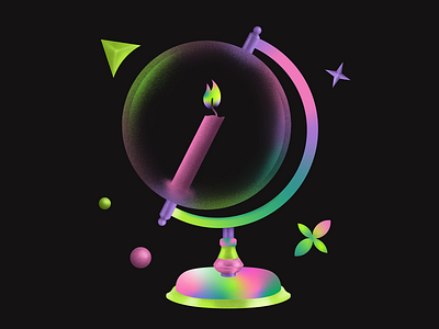 Distant Wishes 🕯 aiga candle colorful digital digital illustration digitalart fire globe gradient grain illustration itsnicethat transparency vector