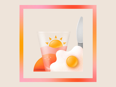 Breakfast 🍳 breakfast colorful contemporary contemporary art digital digital illustration digitalart eggs food illustration gradient grain illustration sun texture vector