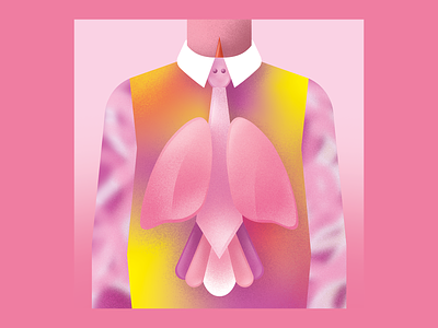 Breathe Deeper 🌬️ album cover bird colorful digitalart gradient grain illustration lungs tame impala tie vector