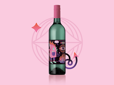 Libertine Wines Label 1/1 - Mockup artwork bottle branding design digital digitalart editorial editorial illustration gradient grain illustration illustrator label mockup packaging print tail vector wine wine illustration