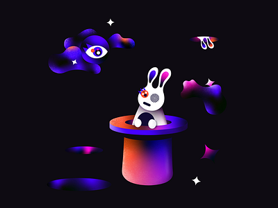 A magic trick black hole colorful eye gradient illustration magic magician rabbit vector white rabbit