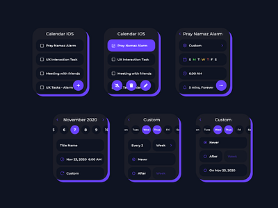 Apple watch iOS UI Kit (Calendar)
