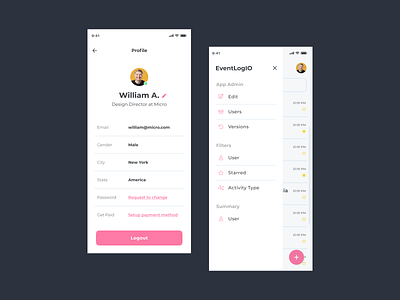 User Profile - Mobile Menu - UX/UI Design agency blockchain branding css3 figma home page html5 mobile app portfolio saas startup trend uidesign user profile userexperience userinterface web application web3 webapp website