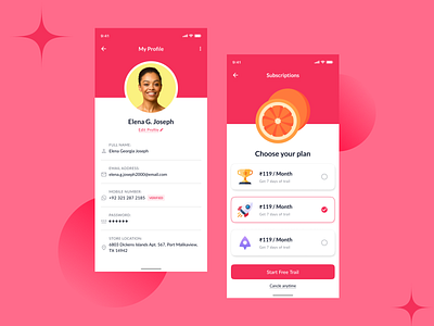 Profile & Pricing Screen Design