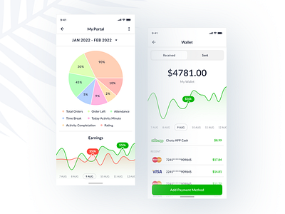Wallet & Monthly Earning Credit Card UI Design Screen