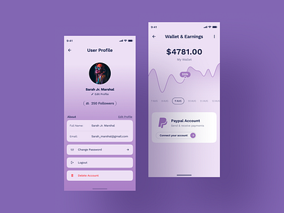 Earning/Paypal & User Profile Page UI UX Design - Howtodress