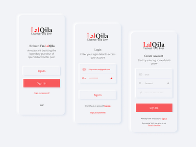 Restaurant App (LalQila) UX/UI Neumorphism Interaction Design