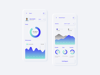 Skeuomorphic / Neumorphism 2020 Detailed Report Design 2020 trend app app designer coding creative design html5 minimal minimalist mobile modernism neumorphism skeumorphism trending ui ux ui ux design vector