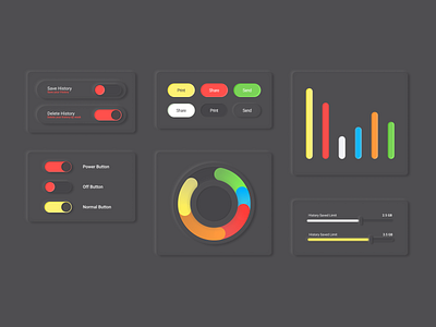 Skeuomorphic Soft UX/UI Elements