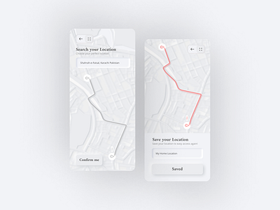 Skeuomorphism/Neumorphism Map Location UI Design