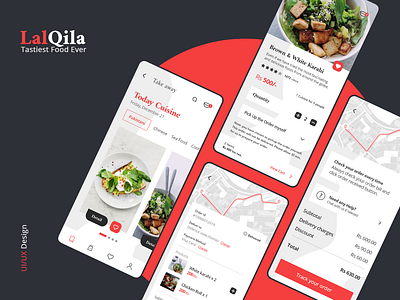 Restaurant App (LalQila) UX/UI Interaction Design 2020 designs minimal design adobe app creative design flat app design graphic design interaction design logo minimal minimal design minimilism restaurant app shopping app design ui ux vector