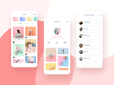 Mobile App - Photographer's Social Networking app cinema design flat illustration minimal movie pastel ticket ui ux