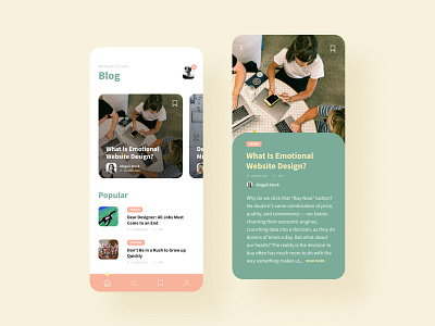 Blog App Concept | Mobile View app blog design flat minimal pastel ui ux