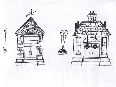 Even More Sketched Houses balloons house sketch