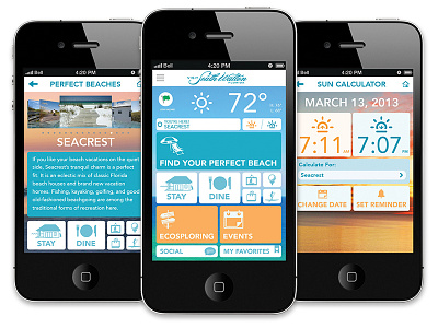 Perfect Beach App app beach buttons climacons florida icons iphone mobile temperature ui user interface weather