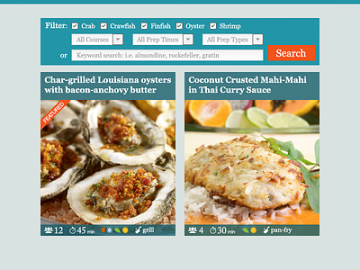 Filter Those Recipes filter interface recipe seafood search ui