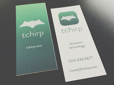 Tchirp MiniCards bat brand business card design gradient identity logo print design