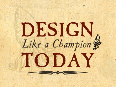 Design Like a Champion 1800s brown caslon rebound red squid typography