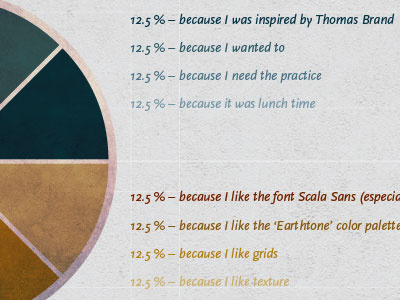 Inspiration + Aesthetics blue chart grid infographic information graphics orange pie chart pie graph scala sans texture