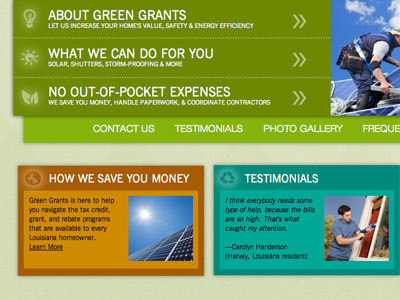 Going Green... Orange & Teal navigation website