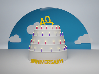 Happy Birthday 3d anniversary birthday blender blue branding cake candle cloud light white