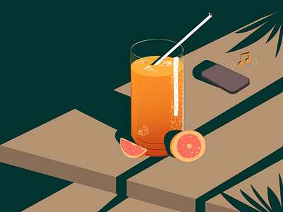 Cocktail Orange Juice design illustration isometric art vector