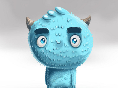 Blue giwoolly blue cartoon character childrens digitallpainting kids