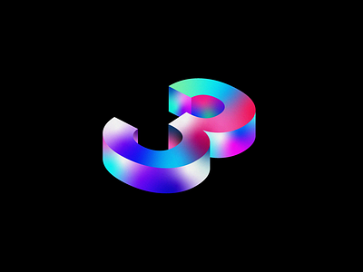 3 3 3d app brand branding gradient icon identity lettering logo logotype monogram number three type typography ui ux