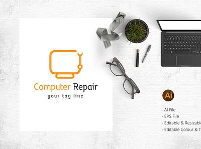 Computer repair / Hardware fixing logo branding logo logo design logodesign modern design