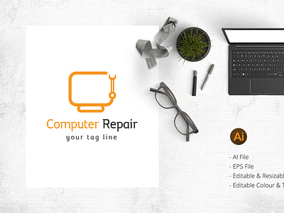 Computer repair / Hardware fixing logo