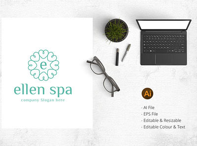 Ellen Spa Logo bdthemes design flat design logo logo design logodesign logos logotype modern design professional design spa