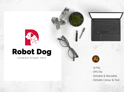 Robot Dog bdthemes dog dog logo flat design logo modern design robot dog robotic