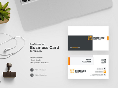 Business Card -122 flat design illustration modern design professional business card professional design visiting card visiting card design visitingcard