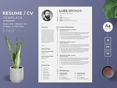 Resume/CV Template-09 cover letter cv design graphic design modern design resume