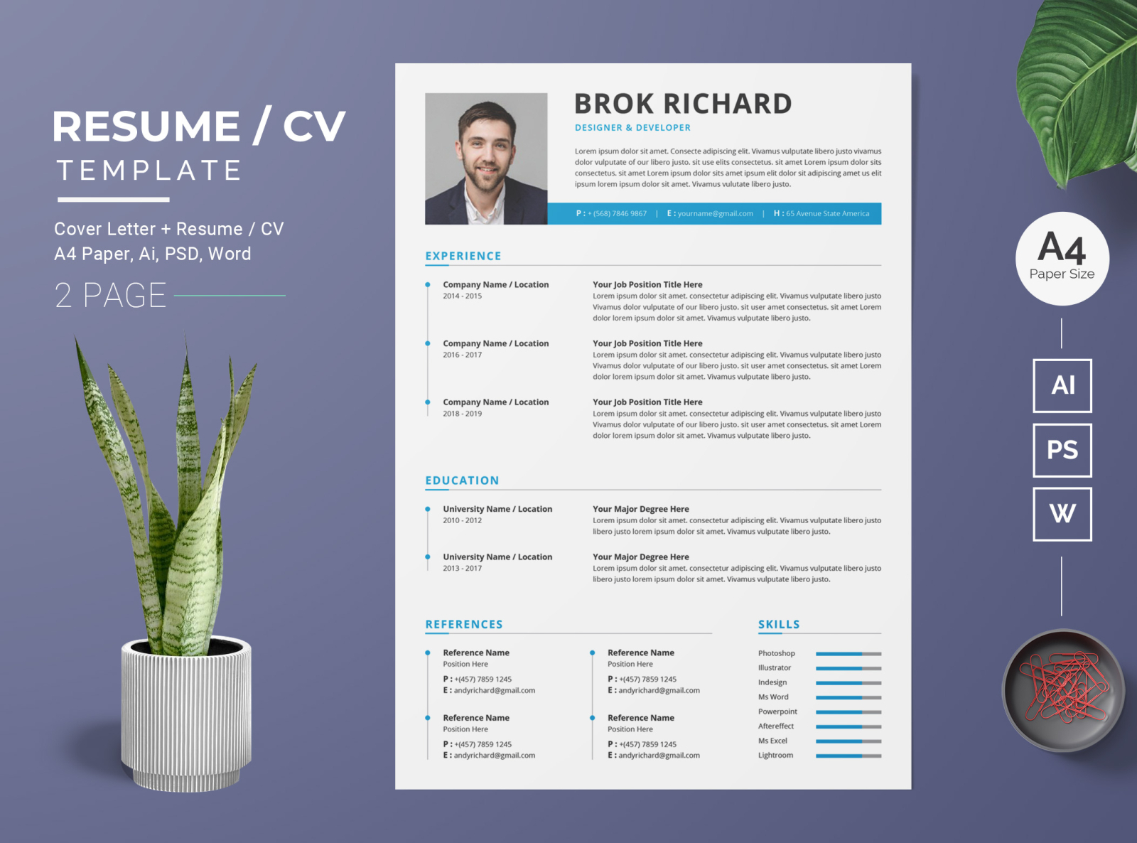 Resume/CV Template-15 by BdThemes on Dribbble