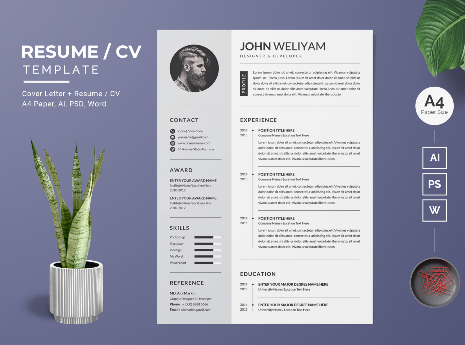 Resume/CV Template-17 by BdThemes on Dribbble