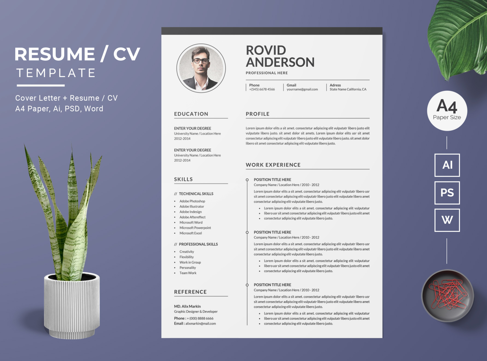 Resume/CV Template-20 by BdThemes on Dribbble