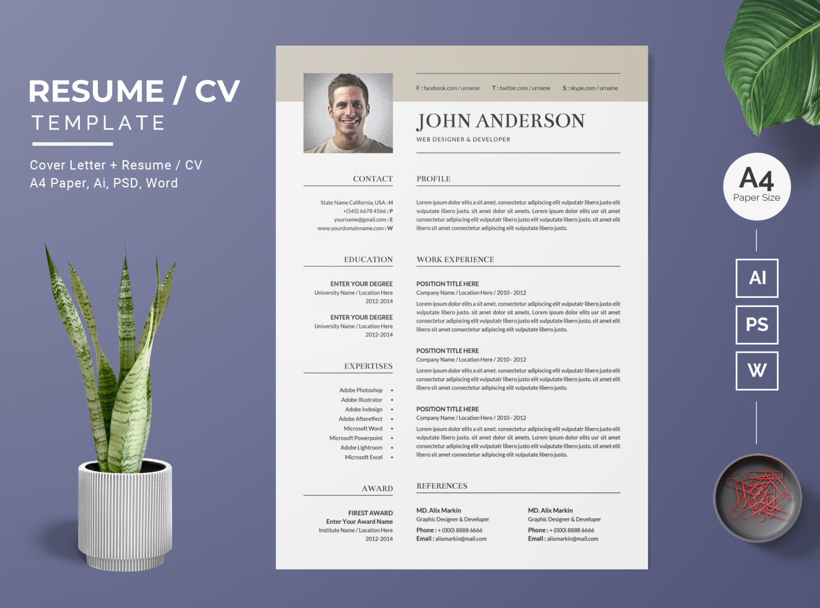 Resume/CV Template-22 by BdThemes on Dribbble